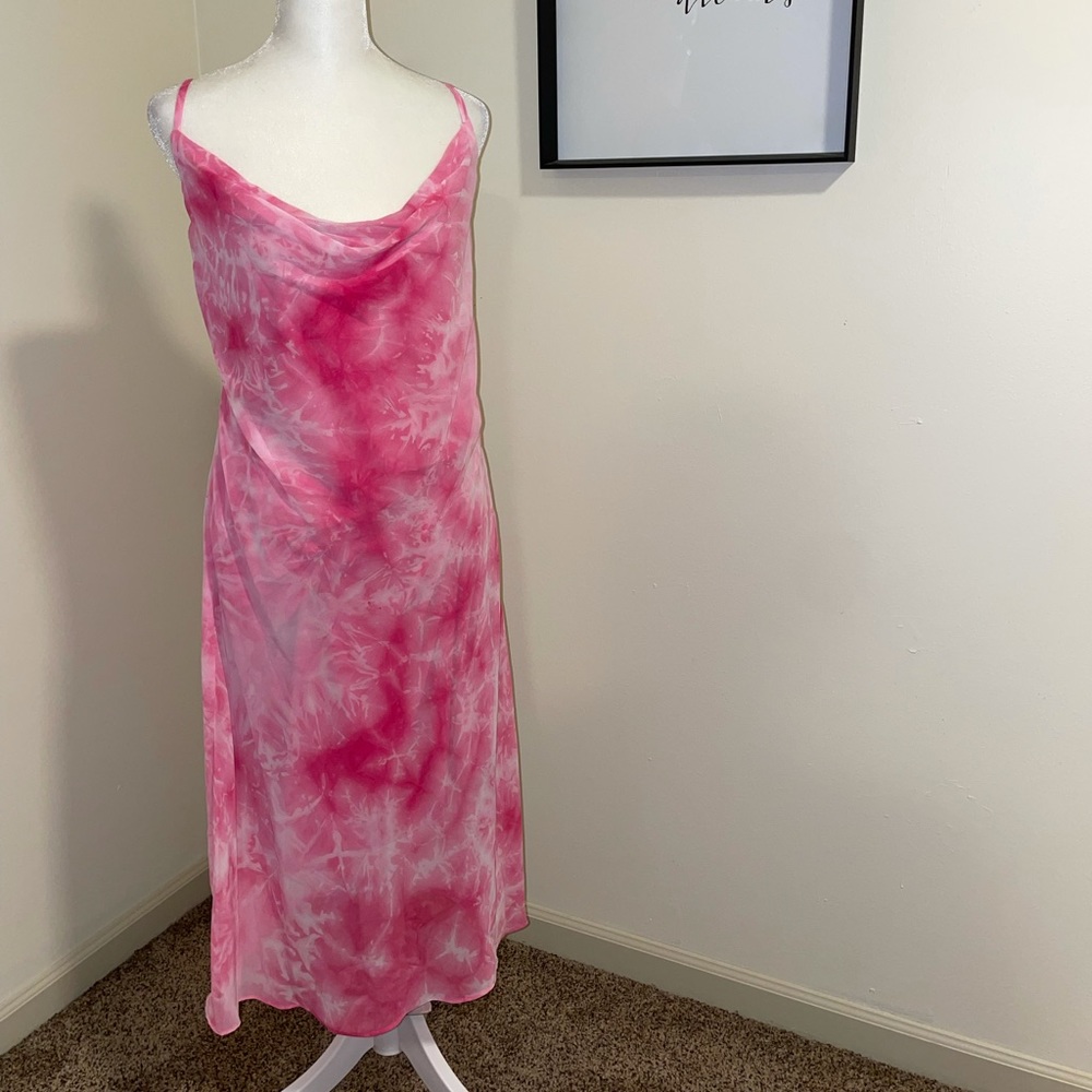 NWT Sz. 12 SAGE Pink Cowl Midi Dress